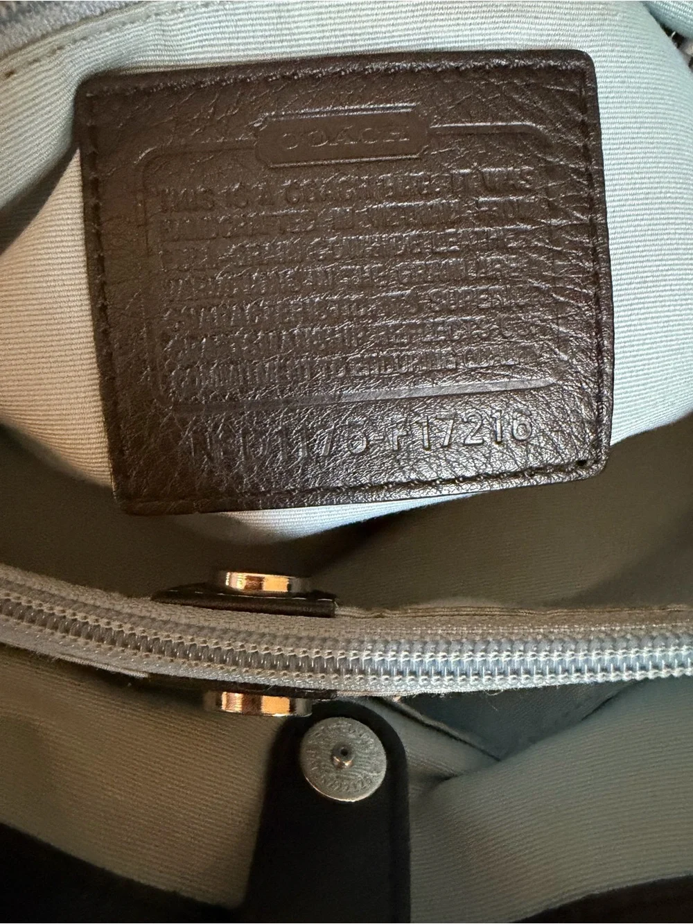 Coach F17216 Soho North South Black Leather Tote Shoulder Bag Blue Liner No Tag